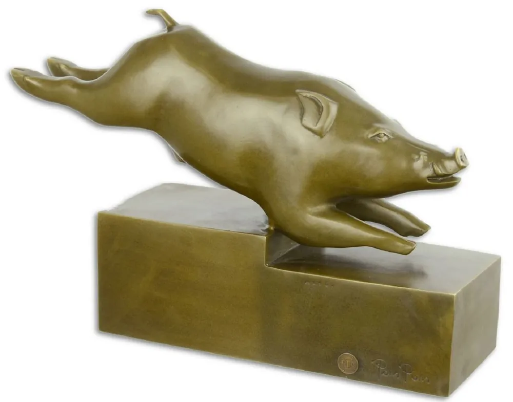 Casa Padrino luxury bronze sculpture wild boar bronze / gold 35.5 x 10.3 x H. 23.2 cm - Deco Bronze Figure Jetzt Kaufen