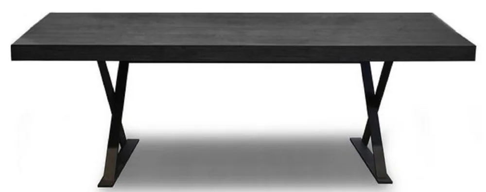 Casa Padrino Luxury Solid Wood Dining Table Black 180 x 100 x H. 76 cm - Massive Kitchen Table - Solid Wood Furniture Preis Gesenkt