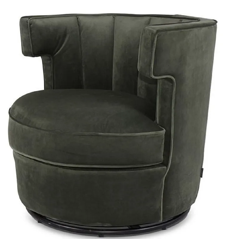 Beliebt Casa Padrino luxury swivel armchair dark green 79 x 62 x H. 73 cm - Round Living Room Armchair - Velvet Armchair - Living Room Furniture