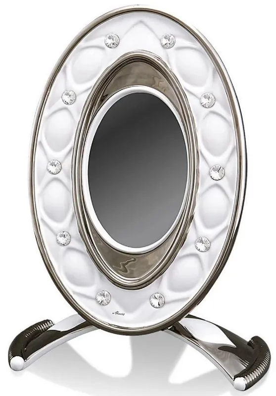 Schneller Versand Casa Padrino Baroque Picture Frame White / Silver 26 x 16 x H. 36 cm - Magnificent Ceramic Picture Frame with Swarovski Crystal Glass
