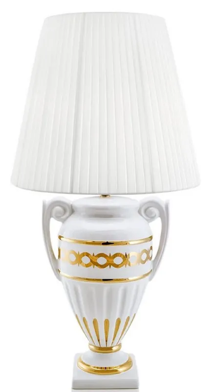 Preis Gesenkt Casa Padrino Baroque Table Lamp White / Gold Ø 40 x H. 75 cm - Living Room Ceramic Lamp in Baroque Style