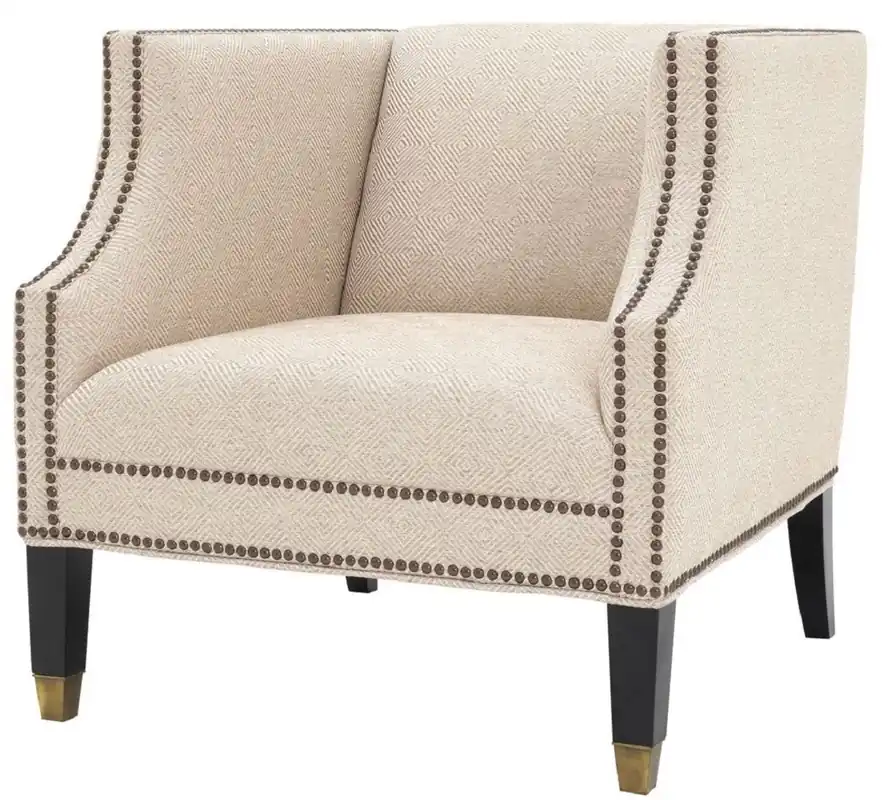 Mega-Angebot Casa Padrino Luxury Living Room Armchair Sand / Black / Brass 75 x 80 x H. 75 cm - Luxury Furniture