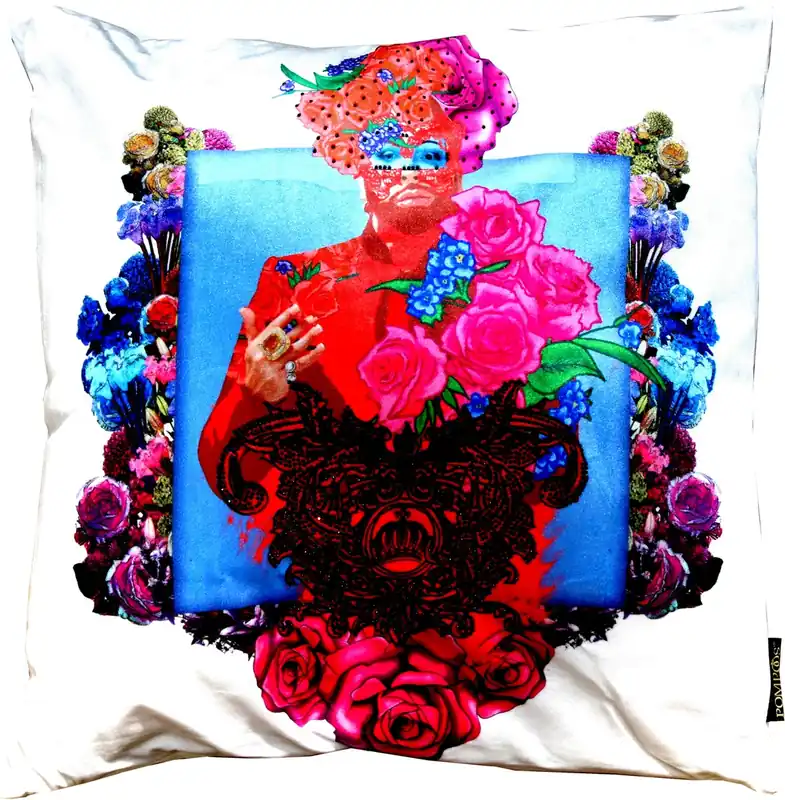 Harald Glööckler Designer Cushion Pompöös by Casa Padrino with rhinestones Pink Roses - Art Collection - Billig
