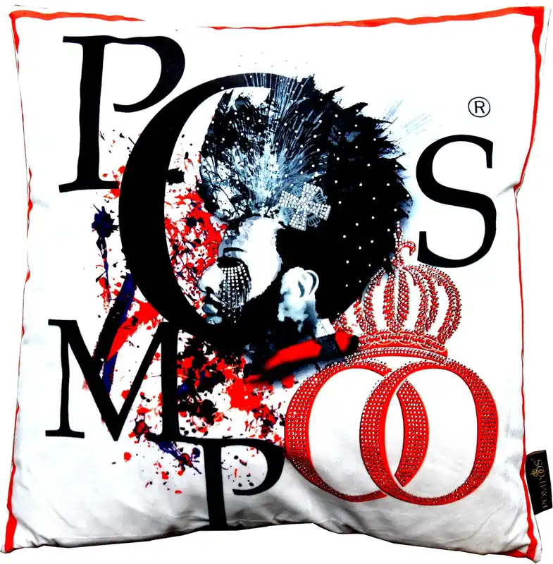 Harald Glööckler designer cushion Pompöös by Casa Padrino with rhinestones White Black Red - Art Collection - Geprüft