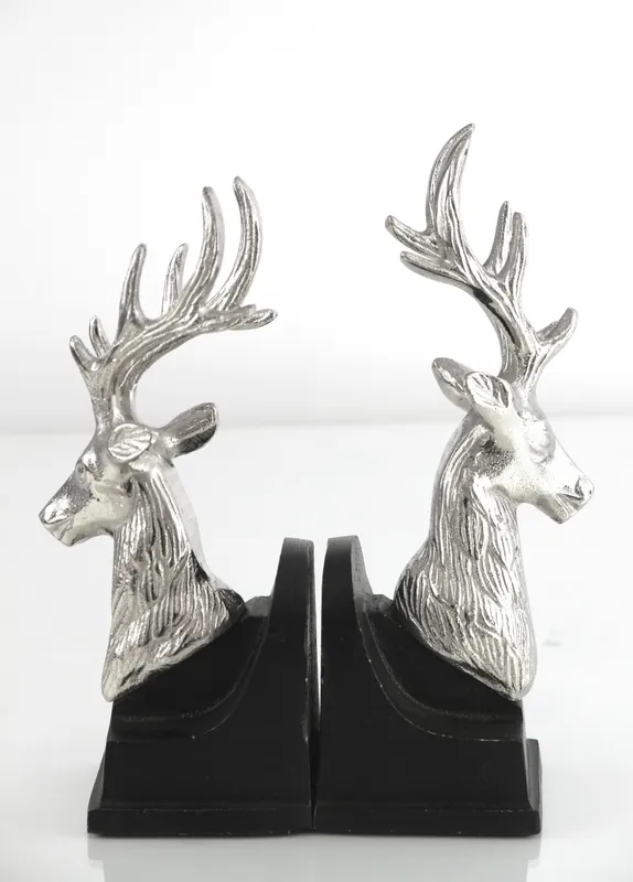 Top-Angebot Casa Padrino luxury bookends set deer brass plated on wooden base - bookends set