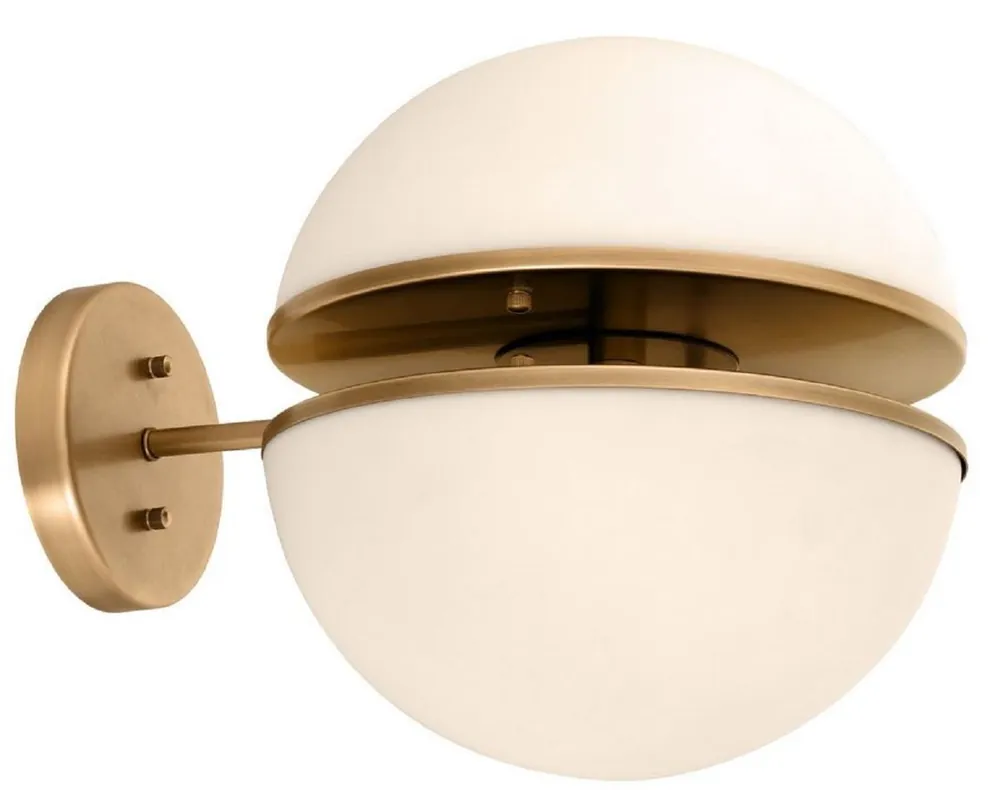 Neu Casa Padrino Luxury Wall Lamp Antique Brass / White 30 x 40 x H. 30 cm - Hotel & Restaurant Lamp