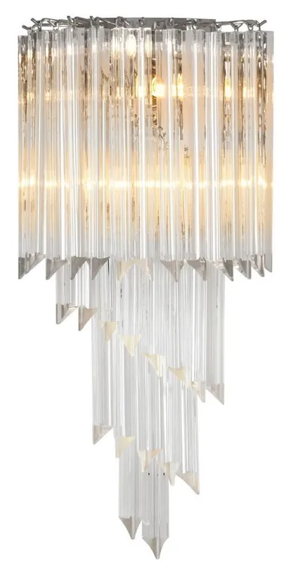 Markenprodukt Casa Padrino luxury glass wall lamp silver / clear glass 30 x 14.5 x H. 64.5 cm - Living Room Light - Luxury Quality