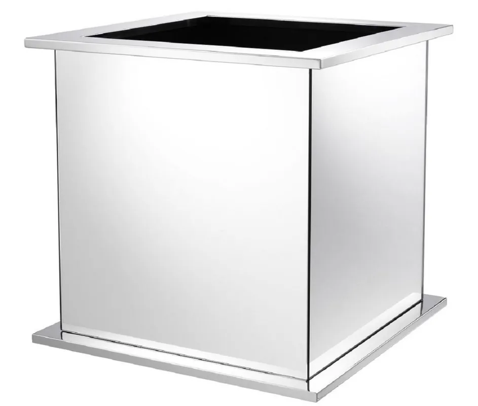 Casa Padrino luxury flowerpot silver 50 x 50 x H. 49 cm - Stainless Steel Plant Pot with Mirror Glass Direkt Vom Hersteller