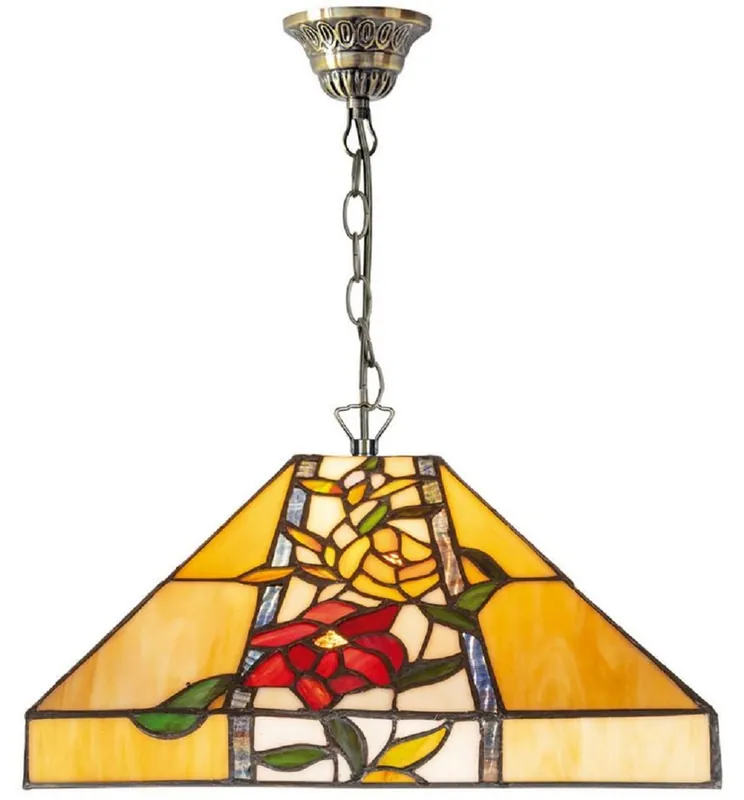 Casa Padrino Luxury Tiffany Hanging Lamp Multicolor 40 x 40 x H. 85 cm - Tiffany Pendant Lamp with Flower Design and Handmade Glass Lampshade Preis Gesenkt