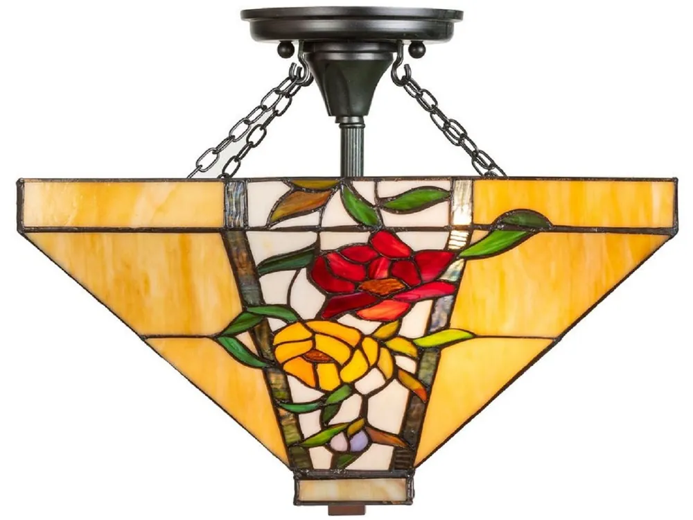 Jetzt Kaufen Casa Padrino Luxury Tiffany Ceiling Lamp Multicolor 40 x 40 x H. 34 cm - Tiffany Lamp with Flower Design and Handmade Glass Lampshade