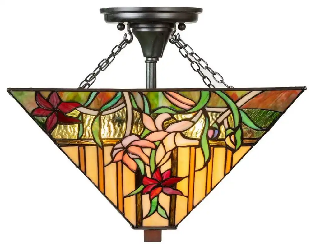Sonderangebot Casa Padrino Luxury Tiffany Ceiling Lamp Multicolor 40 x 40 x H. 34 cm - Tiffany Lamp with Handmade Glass Lampshade