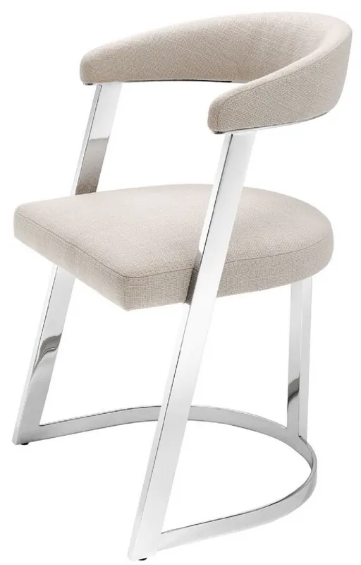 Casa Padrino designer chair with armrests natural / silver 53.5 x 49 x H. 78 cm - Dining Chair - Office Chair - Designer Furniture Jetzt Bestellen