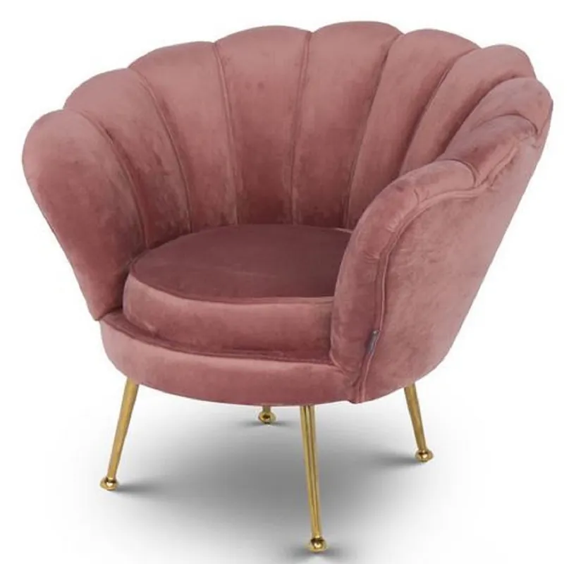 Ausverkauf Casa Padrino Designer Kids Velvet Armchair Pink / Brass 96 x 79 x H. 78 cm - Luxury Children's Furniture