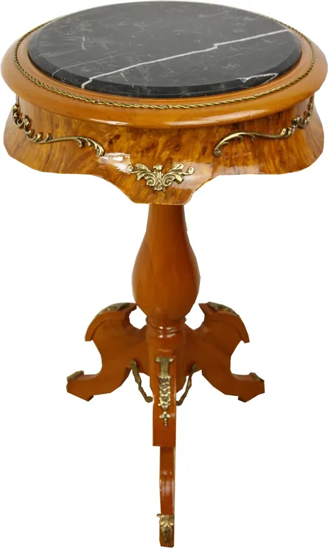 Casa Padrino Baroque side table mahogany light brown with marble top 70 x 41 cm - table furniture baroque furniture Wochenendangebot
