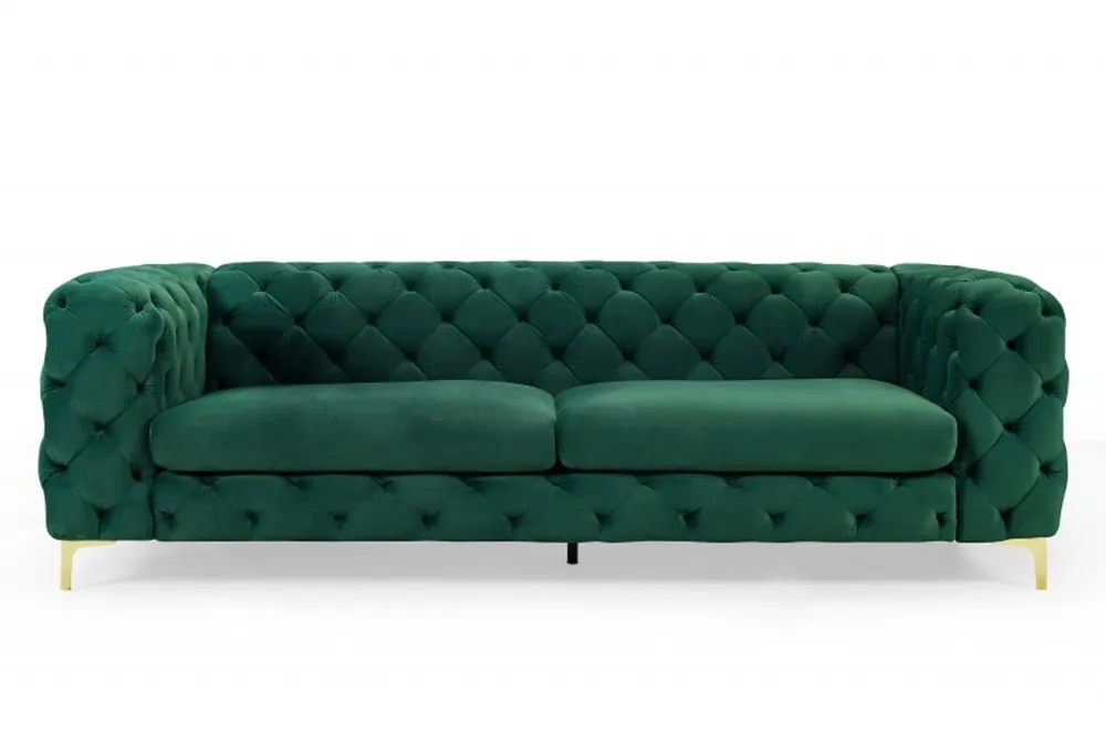 Solange Der Vorrat Reicht Casa Padrino Chesterfield Sofa in Green / Gold 240 x 97 x H 73cm - Designer Chesterfield Sofa