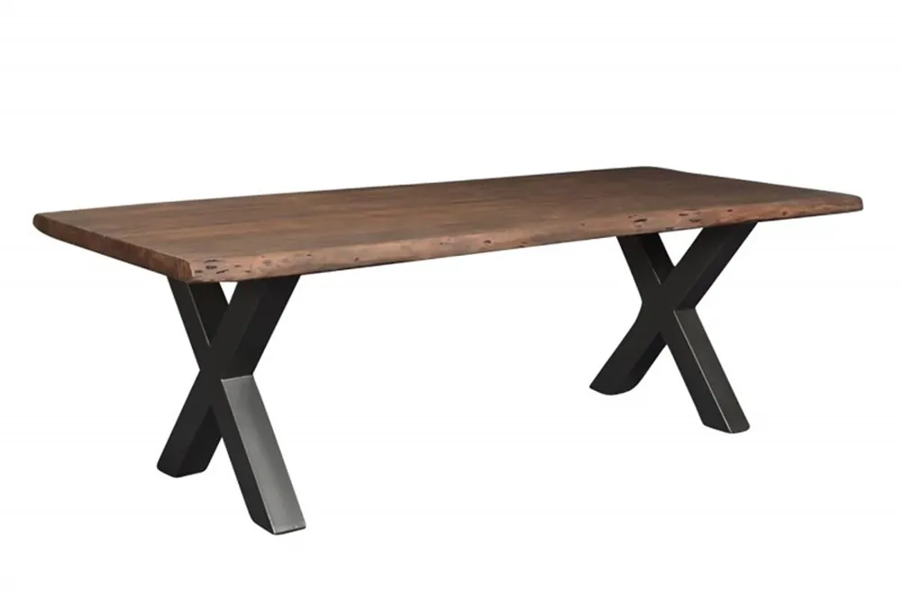 Casa Padrino solid wood dining table acacia with iron frame 200 x 100 x H.77 cm - designer table Günstig