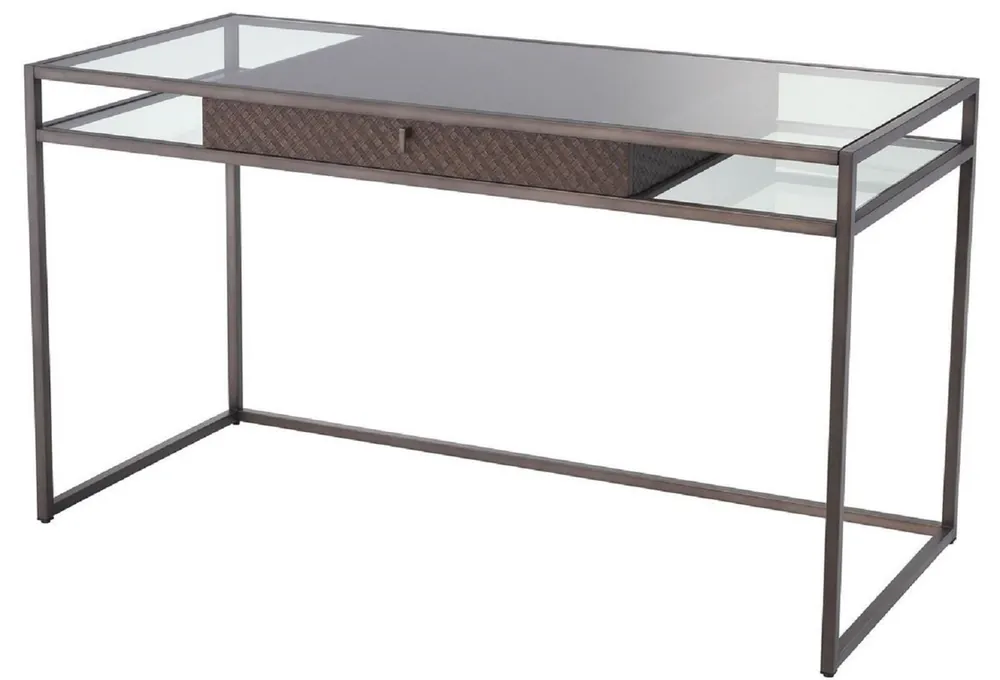 Echt Casa Padrino luxury desk with drawer bronze 135 x 60 x H. 75.5 cm - Luxury Quality - Luxury Office Furniture