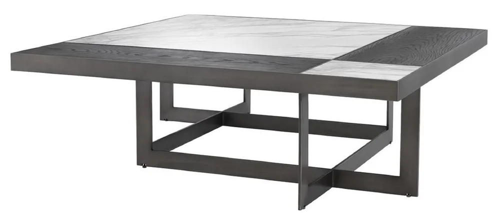 Casa Padrino luxury coffee table white / purple / mocha 110 x 110 x H. 35 cm - Coffee Table with Marble Top and Stainless Steel Frame - Luxury Furniture Wochenendangebot