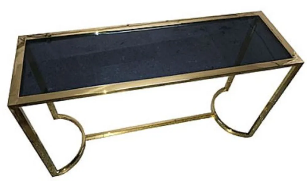 Casa Padrino Luxury Console Gold / Black 140 x 45 x H. 78 cm - Stainless Steel Console Table with Tinted Glass Top Kracherpreis
