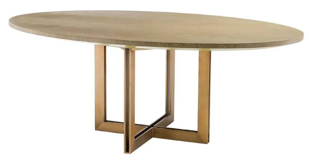 Preis Gesenkt Casa Padrino luxury dining table nature / brass 200 x 120 x H. 76 cm - Oval Kitchen Table - Luxury Dining Room Furniture