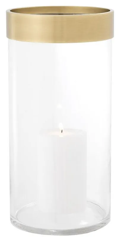 Casa Padrino luxury hurricane antique brass Ø 20.5 x H. 41.5 cm - Round Glass Candle Holder with Aluminum Ring - Luxury Quality Preis Gesenkt