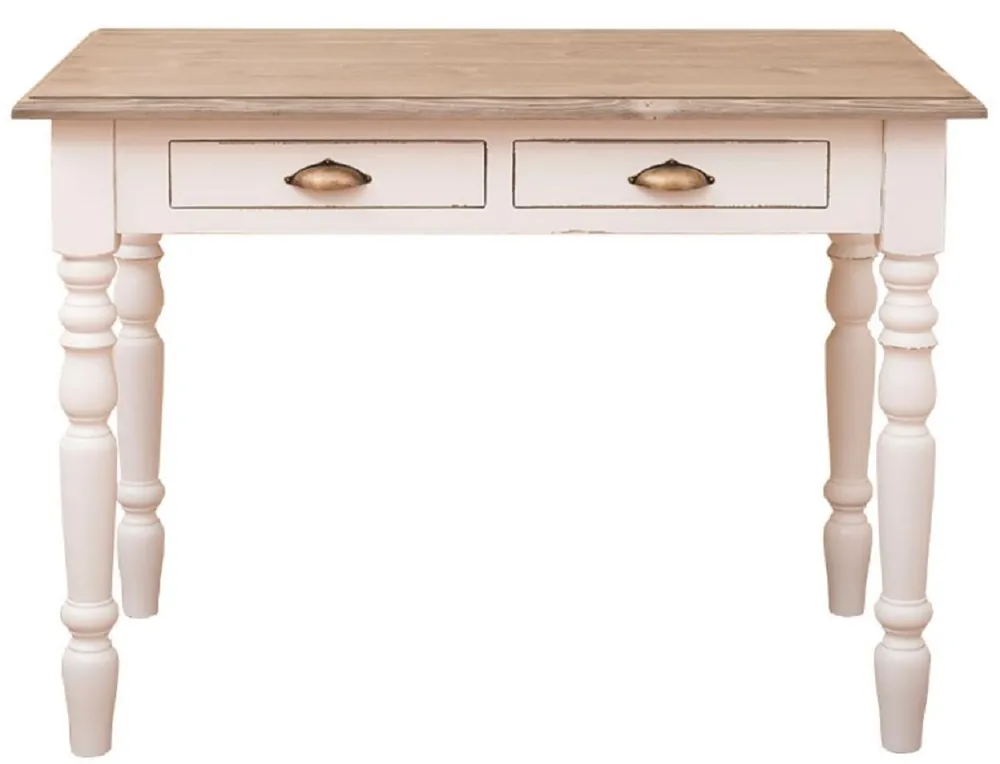 Begrenztes Angebot Casa Padrino country style desk with 2 drawers antique white / natural / antique brass 109 x 60 x H. 79 cm - Country Style Office Furniture