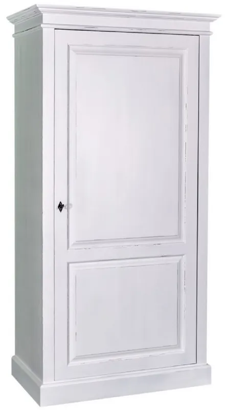 Casa Padrino Country Style Wardrobe Antique White 100 x 67 x H. 200 cm - Solid Wood Bedroom Cabinet with Door - Country Style Bedroom Furniture Top-Seller