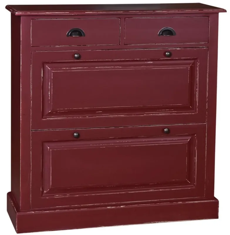 Direkt Vom Hersteller Casa Padrino Country Style Solid Wood Shoe Cabinet Antique Bordeaux Red 103 x 35 x H. 105 cm - Country Style Wardrobe Cabinet Furniture