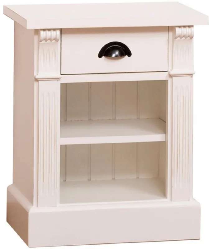Neuheit Casa Padrino country style bedside table with drawer and shelf cream 49 x 33 x H. 60 cm - Solid Wood Night Dresser - Bedside Cabinet - Country Style Bedroom Furniture