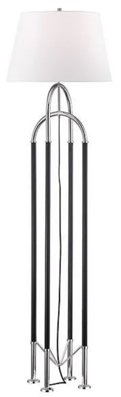 Sale Casa Padrino luxury floor lamp silver / black / white Ø 50.8 x H. 172.7 cm - Noble Metal Lamp with High Quality Leather and Linen Lampshade - Luxury Quality