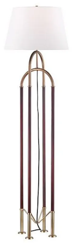 Casa Padrino luxury floor lamp antique brass / brown / white Ø 50.8 x H. 172.7 cm - Noble Metal Lamp with High Quality Leather and Linen Lampshade - Luxury Quality Angebot