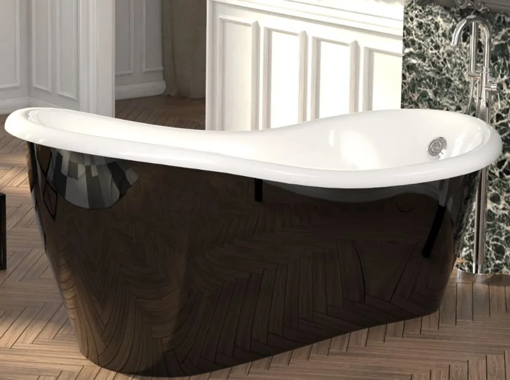 Casa Padrino Luxury Art Nouveau Bathtub Black / White 170 x 80 x H. 70.5 cm - Freestanding Retro Antique Bathtub - Bathroom Furniture Neuheit