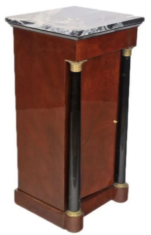 Casa Padrino baroque mahogany pillar with marble top dark brown / black / gold 40 x 35 x H. 80 cm - Baroque Furniture Bestpreis