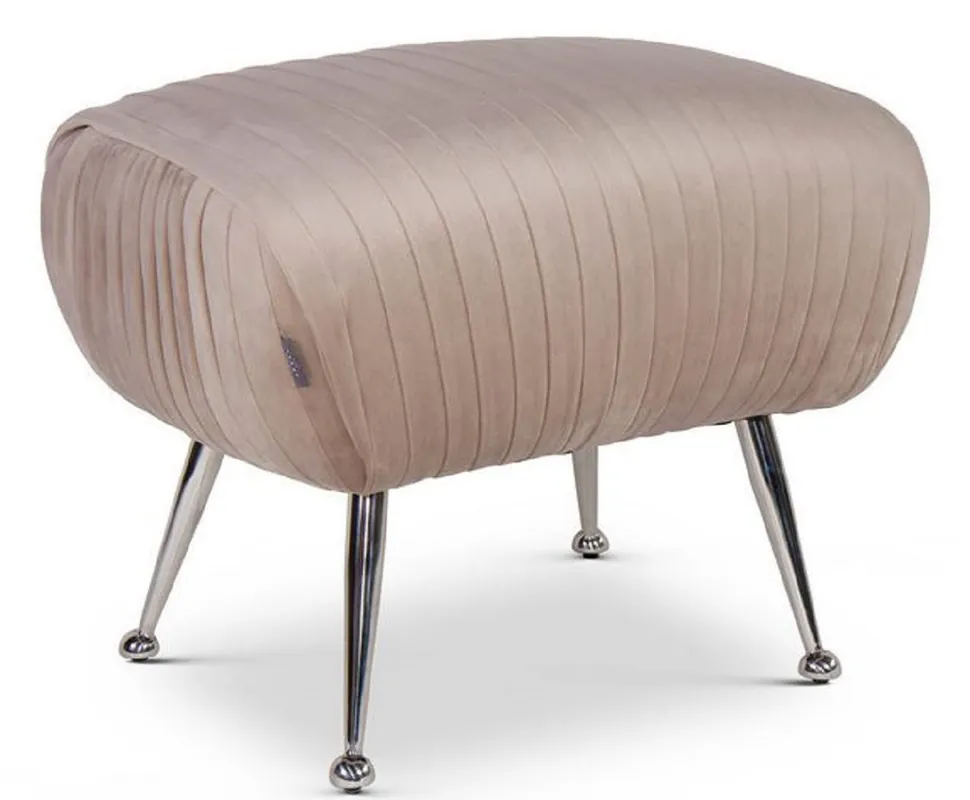 Bestpreis Casa Padrino luxury stool champagne / silver 57 x 45 x H. 46 cm - Velvet Stool with Stainless Steel Legs - Luxury Furniture