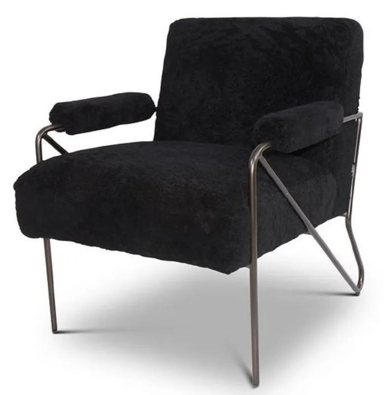 Casa Padrino Designer Armchair Black 69 x 78 x H. 78 cm - Living Room Armchair - Living Room Furniture - Luxury Quality Saisonangebot
