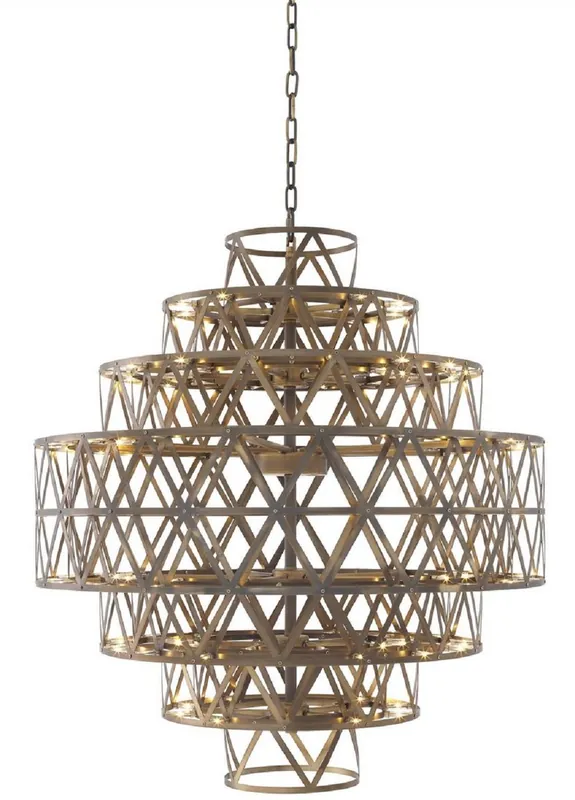 Casa Padrino Luxury LED Chandelier Antique Brass Ø 82 x H. 88.5 cm - Round Stainless Steel Chandelier - Luxury Quality Direktkauf