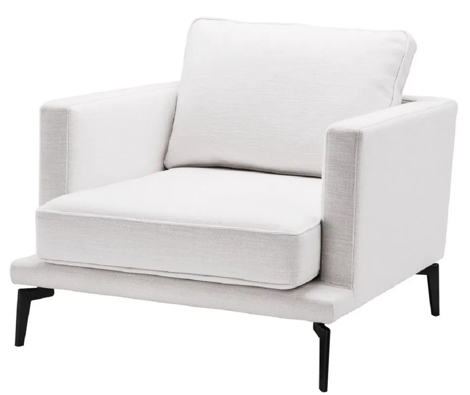 Casa Padrino Luxury Armchair White / Black 91 x 99 x H. 82 cm - Living Room Armchair - Luxury Living Room Furniture Versand Am Gleichen Tag