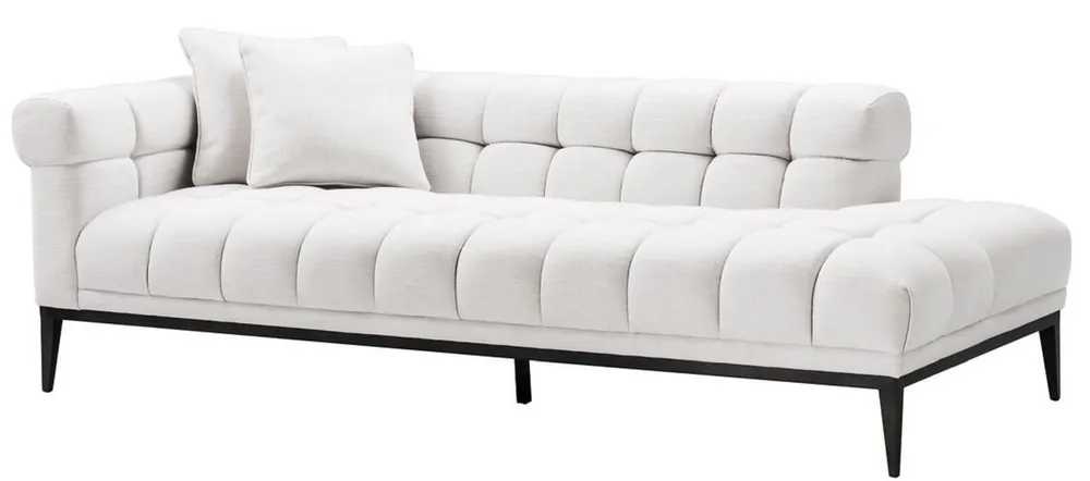 Neu Im Sortiment Casa Padrino Luxury Lounge Sofa White / Black 223 x 98 x H. 69 cm - Left Side Living Room Sofa with 2 Pillows - Luxury Quality