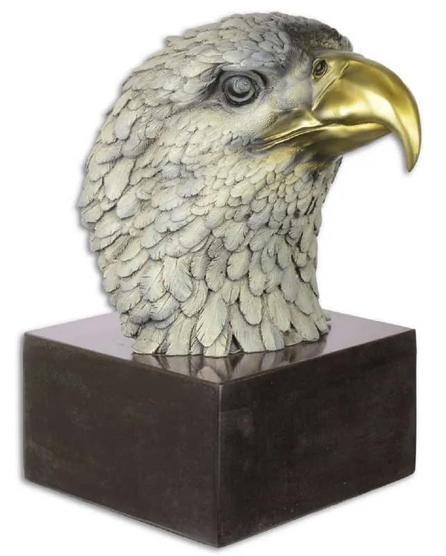 Casa Padrino luxury bronze sculpture eagle head multicolor / black 19.6 x 28 x H. 31.3 cm - Bronze Figure with Marble Base - Deco Accessories Mega-Angebot