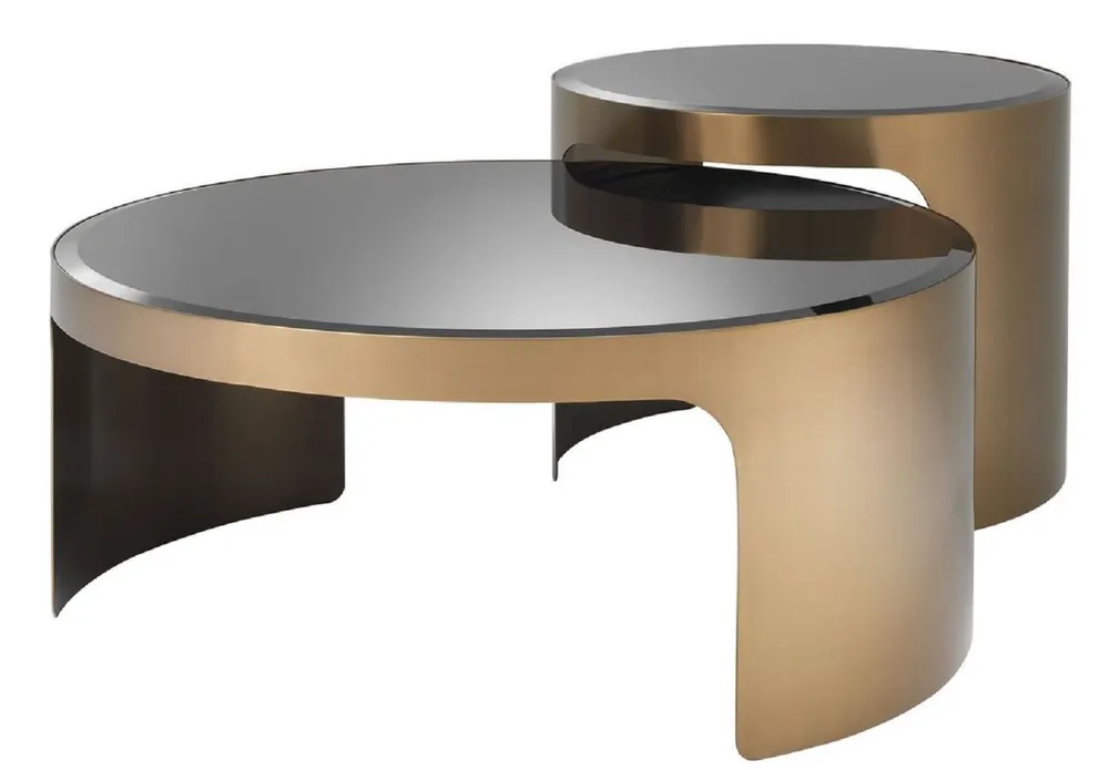 Angebot Casa Padrino Designer Coffee Table Set Copper / Black - Luxury Stainless Steel Coffee Tables with Glass Tops - Luxury Living Room Furniture
