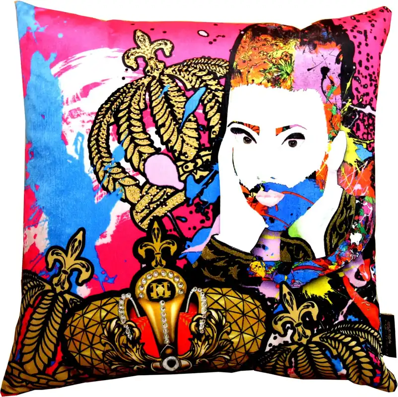 Harald Glööckler Designer Cushion Pompöös by Casa Padrino Face - Art Collection - Ausverkauf