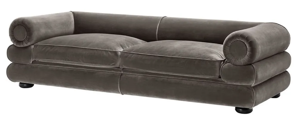 Casa Padrino Luxury Velvet Sofa Gray / Black 233 x 96 x H. 65 cm - Living Room Sofa - Luxury Quality Highlight