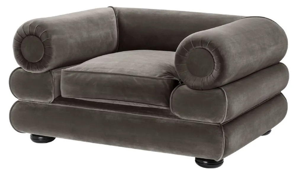 Expressversand Casa Padrino luxury velvet armchair gray / black 120 x 96 x H. 65 cm - Living Room Armchair - Luxury Quality