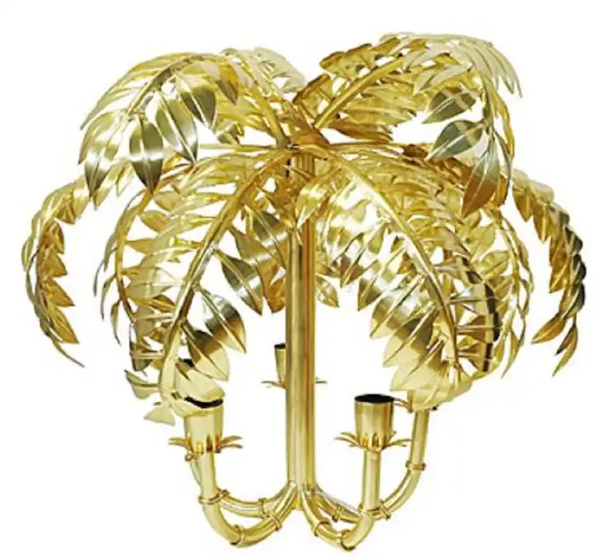 Casa Padrino designer hanging lamp palm antique brass 63 x 63 x H. 57 cm - Stainless Steel Pendant Lamp - Living Room Lamp Kracherpreis