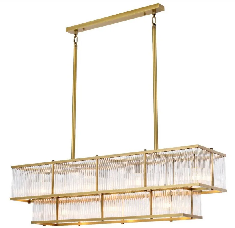 Saisonangebot Casa Padrino Luxury Chandelier Antique Brass 120 x 32.5 x H. 34 cm - Rectangular Chandelier - Luxury Quality