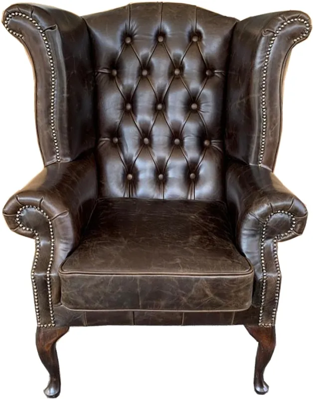 Casa Padrino Genuine Leather Armchair Vintage Brown - Luxury Living Room Wingback Furniture Saisonangebot
