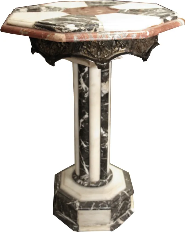 Casa Padrino Baroque Marble Side Table with Brass Embellishment - Marble Table - Art Deco Neoclassical Furniture Preisknaller
