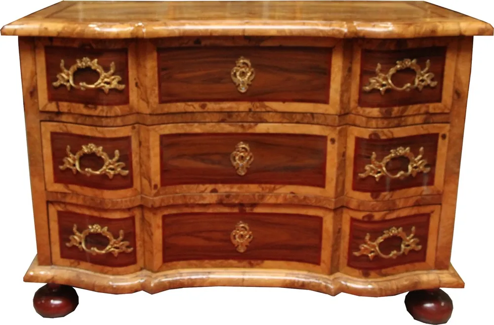 Casa Padrino Baroque chest of drawers brown inlaid 127 cm with fine ornaments Neue Ware