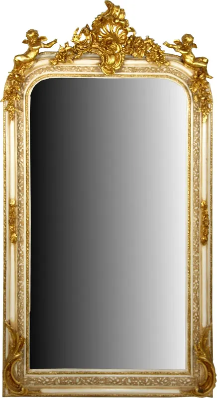 Casa Padrino Baroque wall mirror antique style cream / gold 85 x H. 160 cm - Magnificent Baroque mirror with beautiful decorations Neue Ware