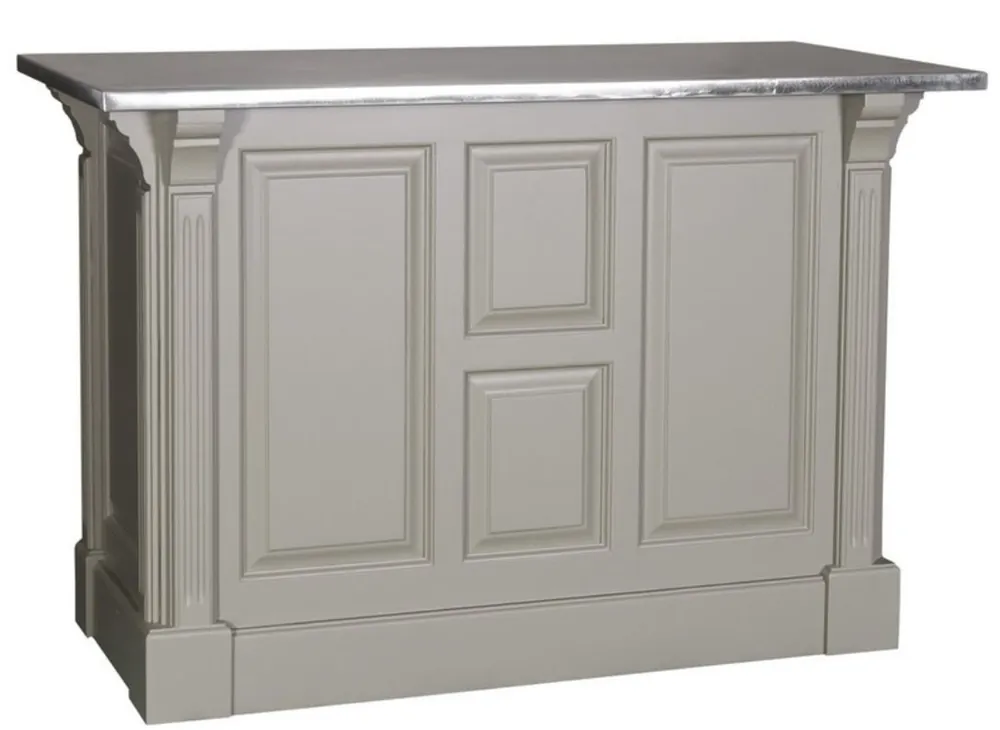 Saisonangebot Casa Padrino country style bar counter gray / silver 140 x 68 x H. 95 cm - Solid Wood Bar Counter Table with Galvanized Table Top